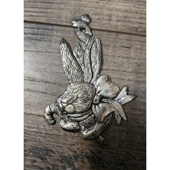 Vintage 1990 Arthur Court Rabbit Christmas Ornament Detailed Pewter 3.5” Box 37 - Picture 1 of 4